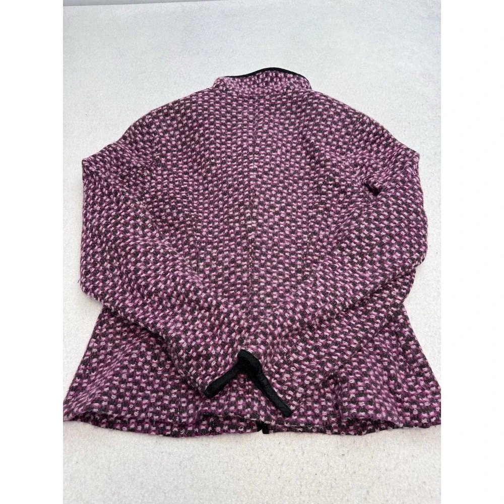 Geiger Blazer Jacket Womens 44 Pink Wool Tweed Check Button Austria Collared